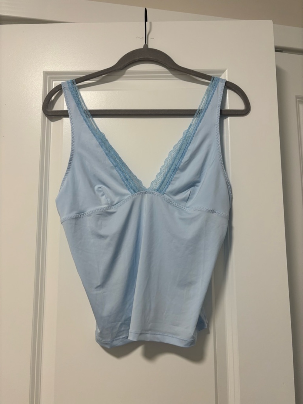 Free People Pale Blue Lace-Trim Camisole Tank
